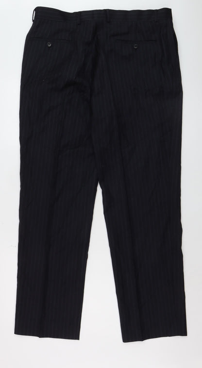 Mens UK Size 38R Austin Reed Regular Fit Dress Pants Black Trousers