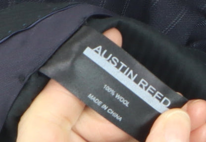 Mens UK Size 38R Austin Reed Regular Fit Dress Pants Black Trousers