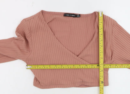 Womens UK Size 14 I SAW IT FIRST Pink Cropped T-Shirt