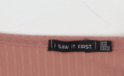Womens UK Size 14 I SAW IT FIRST Pink Cropped T-Shirt