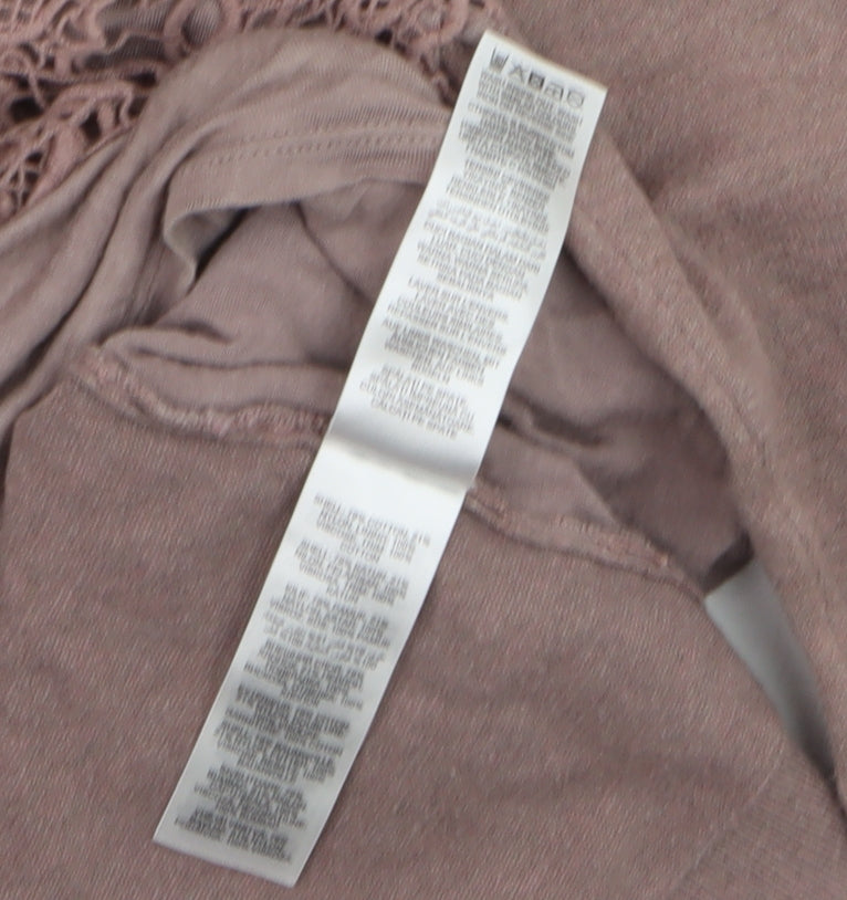 RJR John Rocha Women Brown Lace Knit Jumper Size 14 Crew Neck