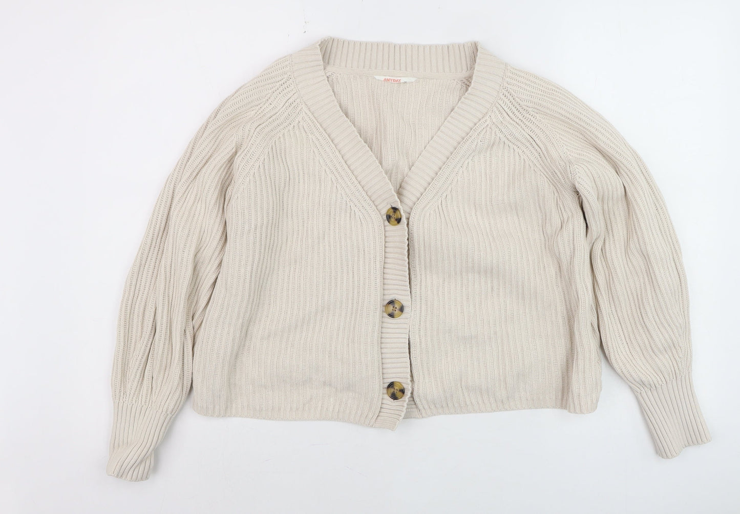 Womens UK Size M ANYDAY Beige Cardigan Jumper