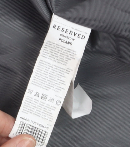 Reserved Womens Grey Herringbone Wool Blend Mid-Length Overcoat XS