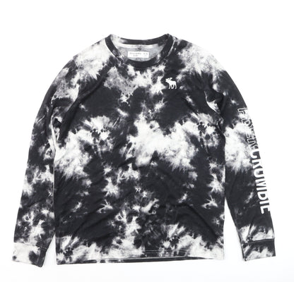 Abercrombie Kids Boys Black Tie-Dye Long Sleeve Cotton T-Shirt 15-16 Years