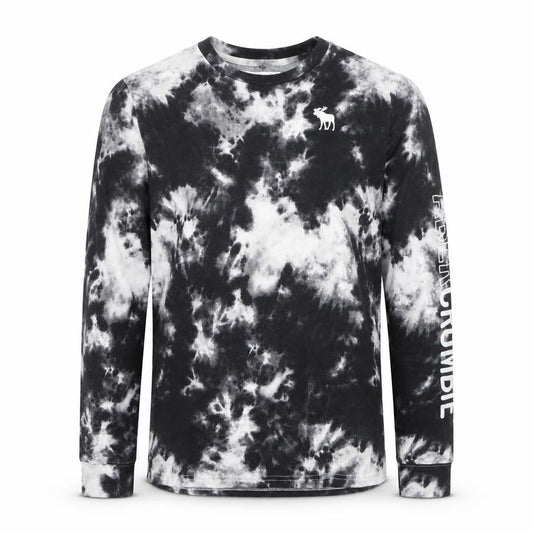 Abercrombie Kids Boys Black Tie-Dye Long Sleeve Cotton T-Shirt 15-16 Years