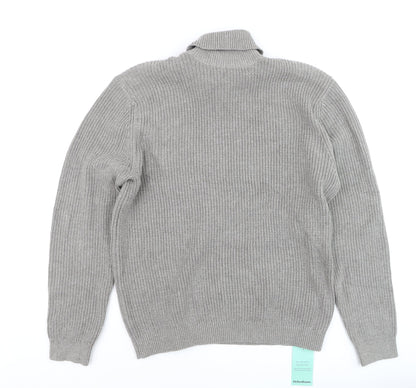 Burton London Men's Grey Roll Neck Cotton Blend Jumper Size L