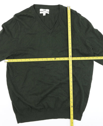 Marks and Spencer Men’s Green Cotton V-Neck Jumper L