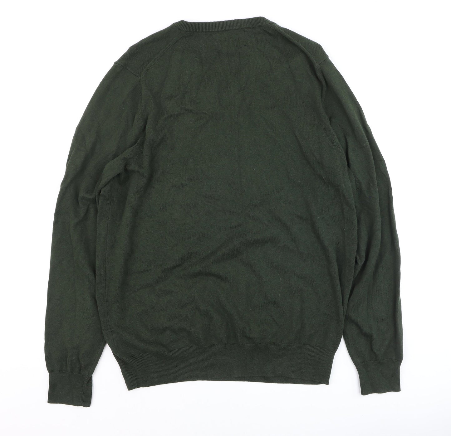 Marks and Spencer Men’s Green Cotton V-Neck Jumper L