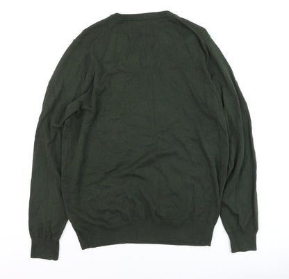 Marks and Spencer Men’s Green Cotton V-Neck Jumper L