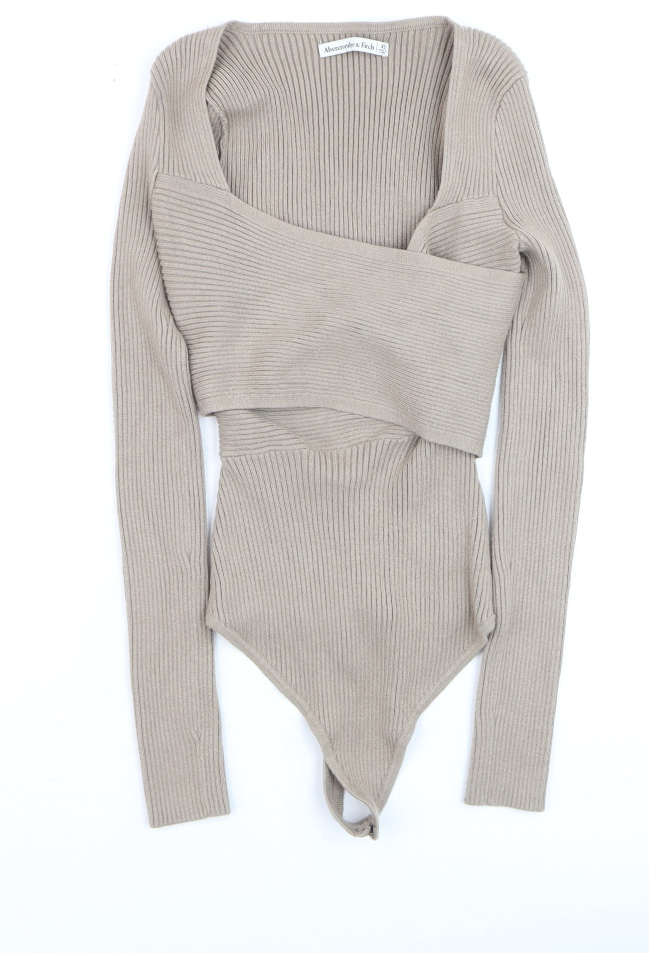 Womens UK Size XS Abercrombie & Fitch Beige Cropped Blouse