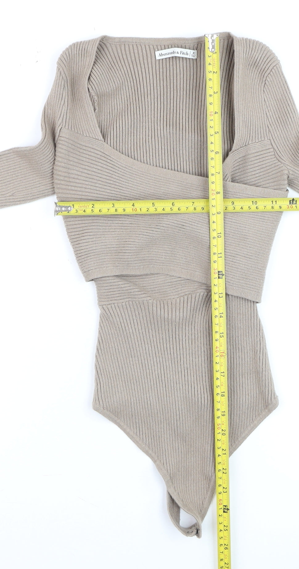 Womens UK Size XS Abercrombie & Fitch Beige Cropped Blouse