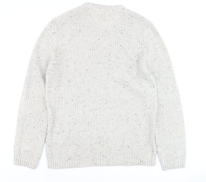 River Island Mens Beige Cable-Knit Crew Neck Jumper Size L