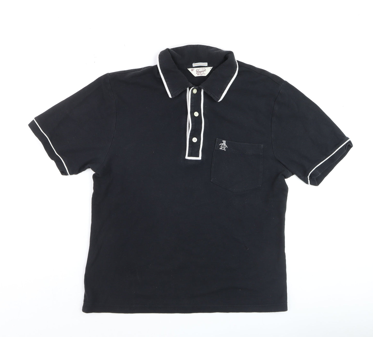 Original Penguin Men’s Black Heritage Slim Fit Polo Shirt M