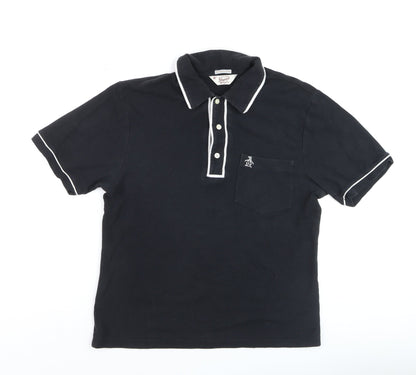 Original Penguin Men’s Black Heritage Slim Fit Polo Shirt M