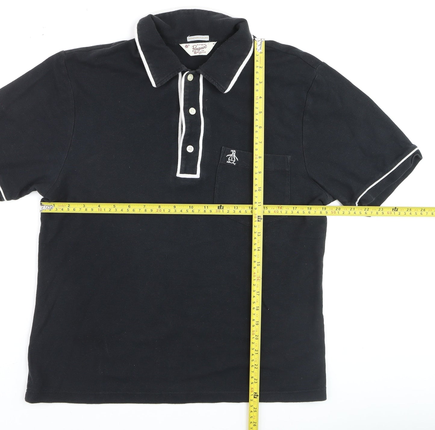 Original Penguin Men’s Black Heritage Slim Fit Polo Shirt M