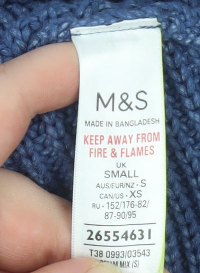 Mens UK Size S Marks and Spencer Blue Pullover Jumper