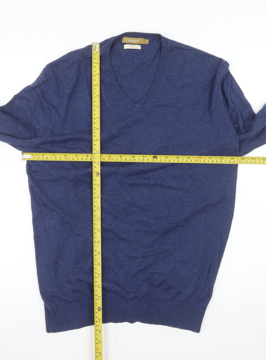 Conbipel Men's Blue Cotton V-Neck Jumper Size L Lightweight Knit