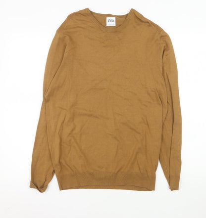 Mens UK Size M Zara Brown Pullover Jumper