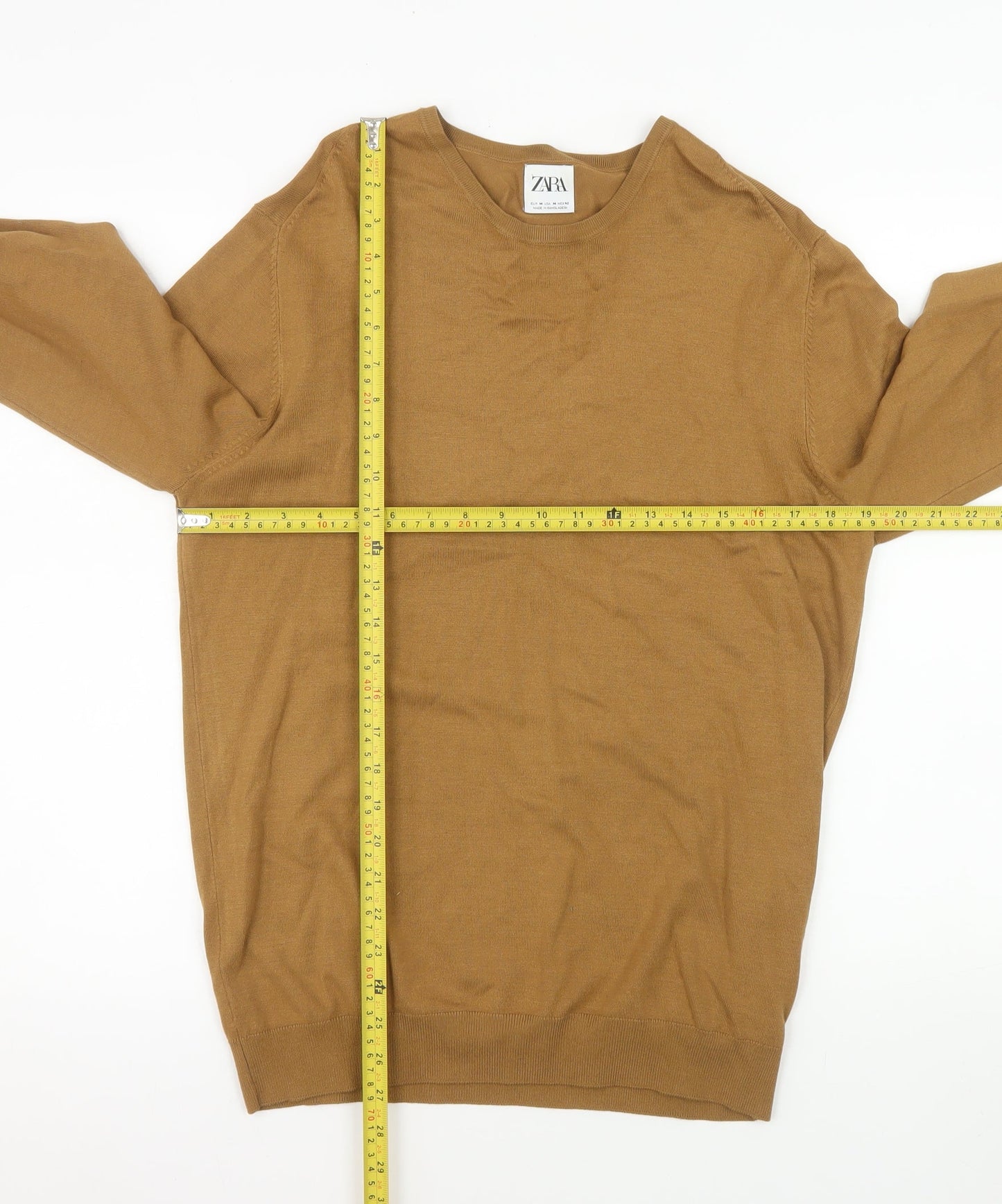 Mens UK Size M Zara Brown Pullover Jumper