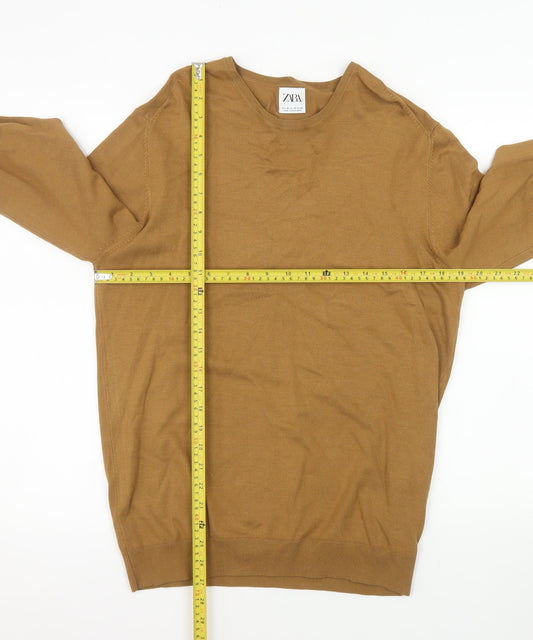 Mens UK Size M Zara Brown Pullover Jumper