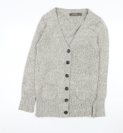 TRF Knitwear Beige Acrylic Chunky-Knit Cardigan S Long Sleeve