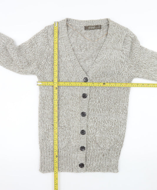 TRF Knitwear Beige Acrylic Chunky-Knit Cardigan S Long Sleeve