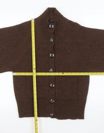 Next Women’s Brown Chunky Knit Wool Alpaca Mock Neck Cardigan S