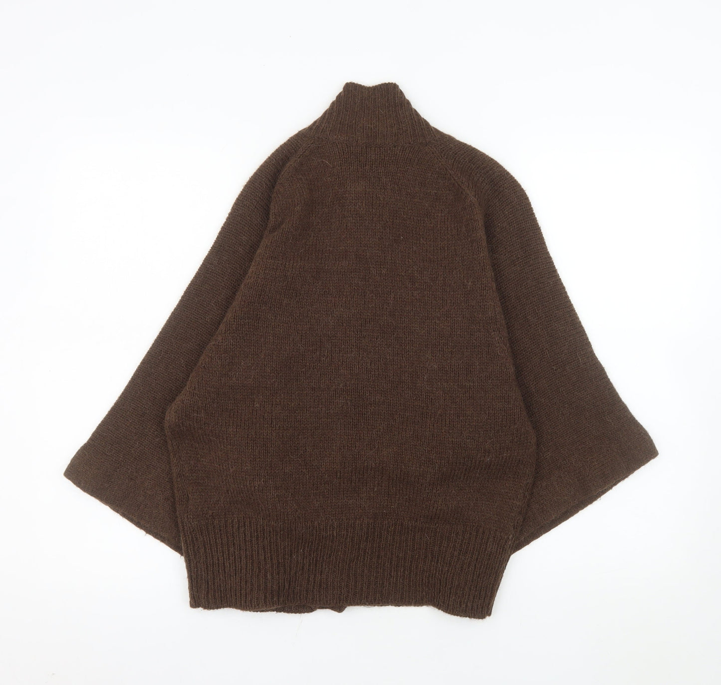 Next Women’s Brown Chunky Knit Wool Alpaca Mock Neck Cardigan S