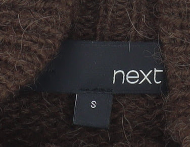 Next Women’s Brown Chunky Knit Wool Alpaca Mock Neck Cardigan S