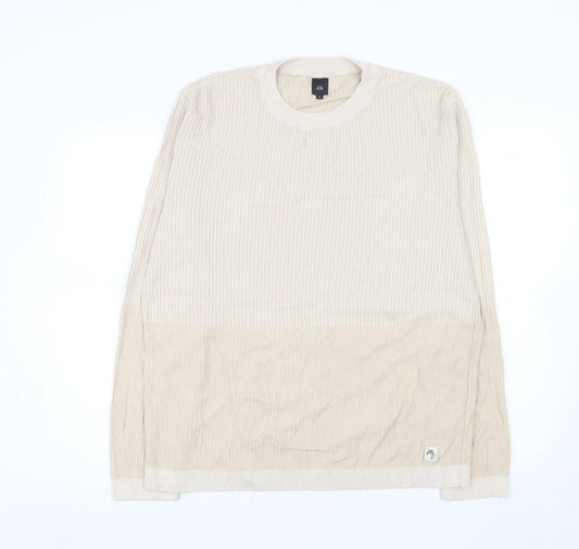 Mens UK Size XL River Island Beige Pullover Jumper