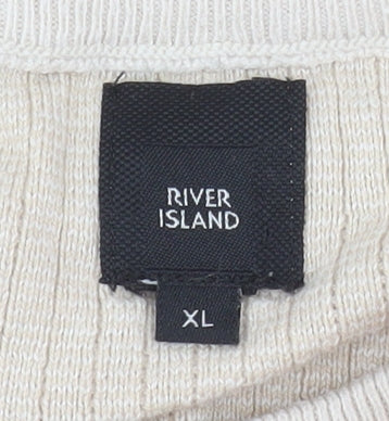 Mens UK Size XL River Island Beige Pullover Jumper