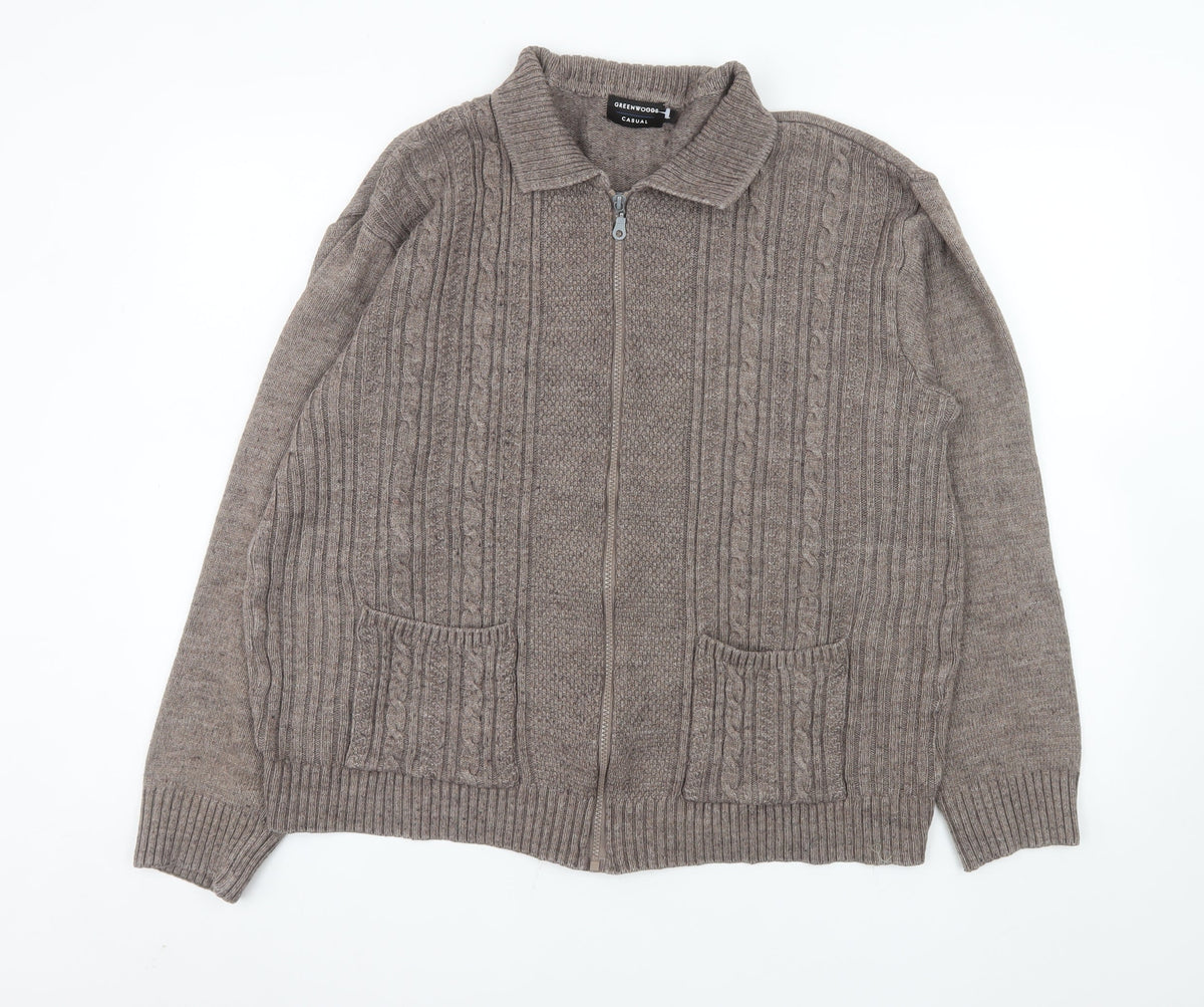 Mens UK Size L Greenwoods Brown Basic Jacket