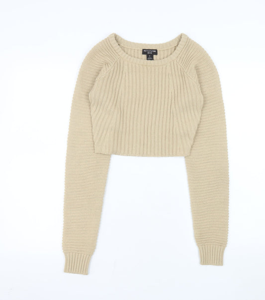 Womens UK Size M PRETTYLITTLETHING Beige Pullover Jumper