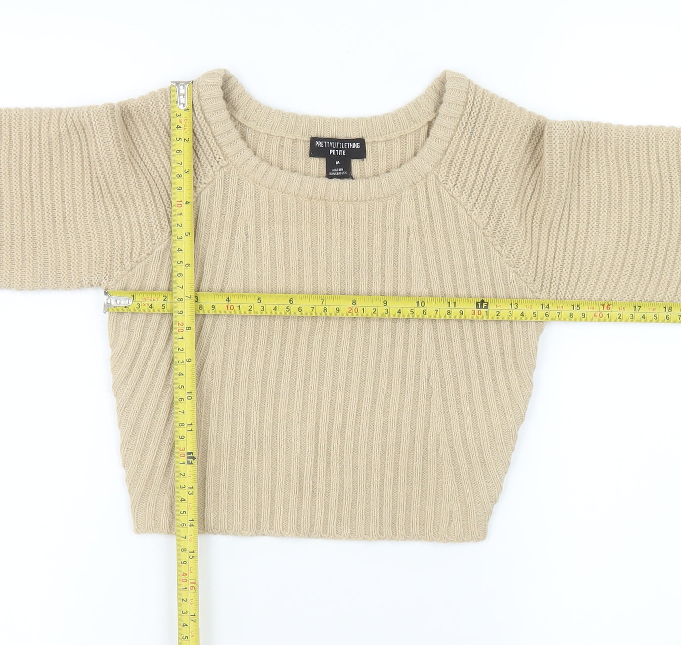 Womens UK Size M PRETTYLITTLETHING Beige Pullover Jumper