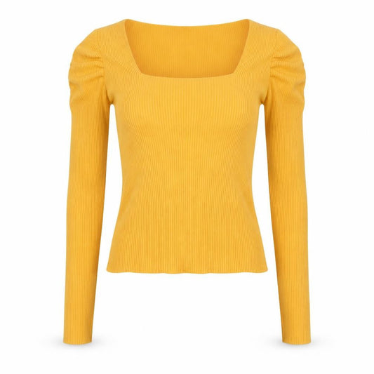 ASOS Women's Yellow Long Sleeve Square Neck Ribbed Top Size 10