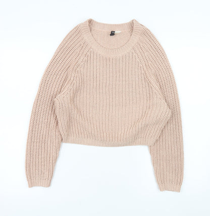 H&M Women Beige Chunky Knit Pullover Jumper Size S