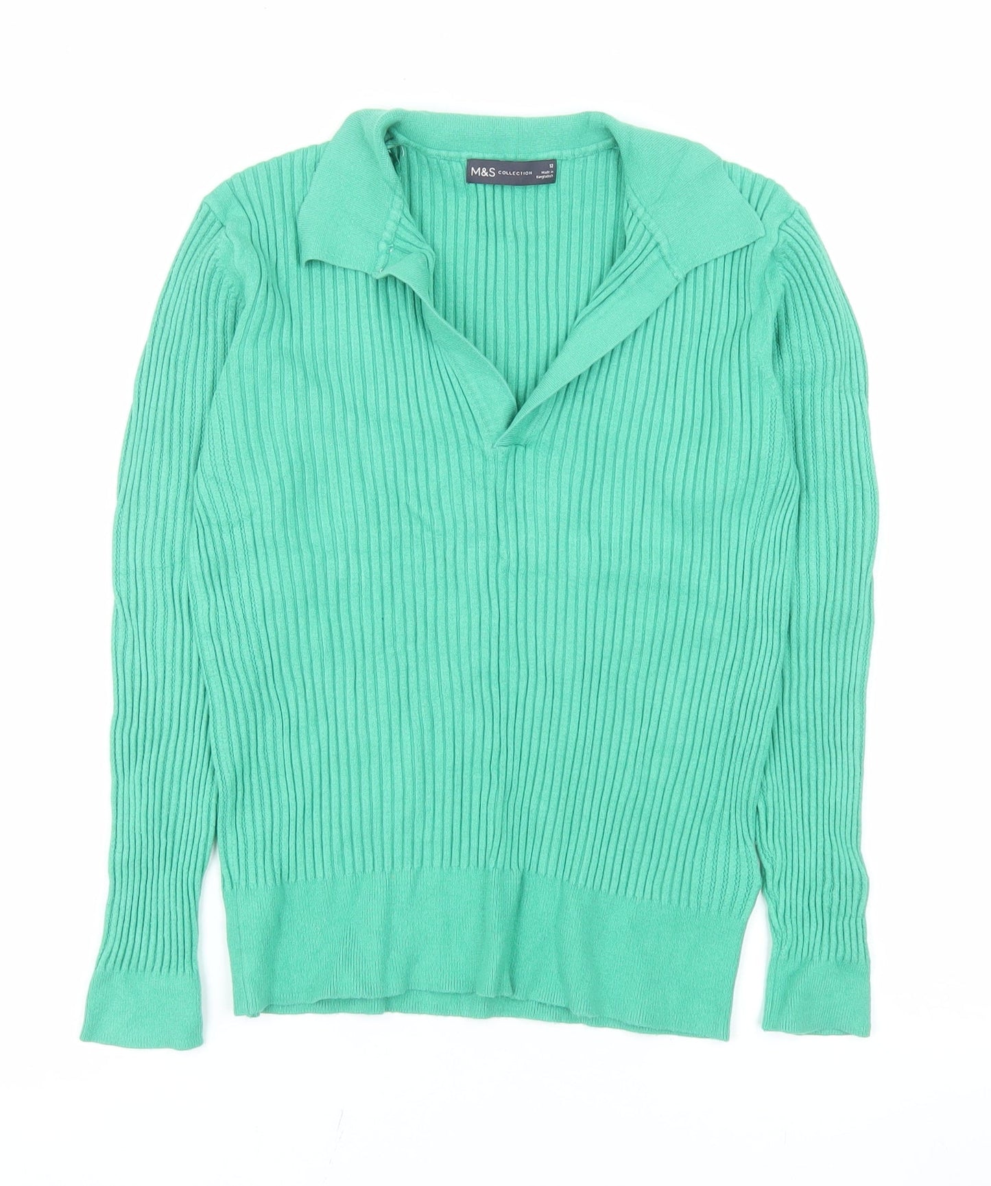 Womens UK Size 12 Marks and Spencer Green Basic Polo