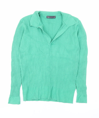 Womens UK Size 12 Marks and Spencer Green Basic Polo
