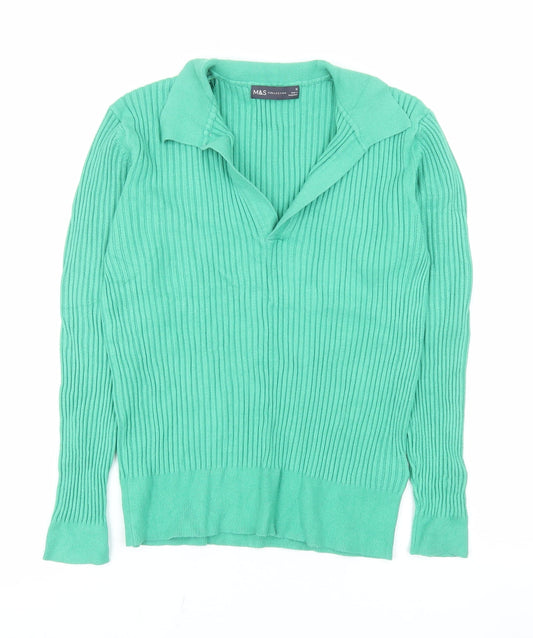 Womens UK Size 12 Marks and Spencer Green Basic Polo