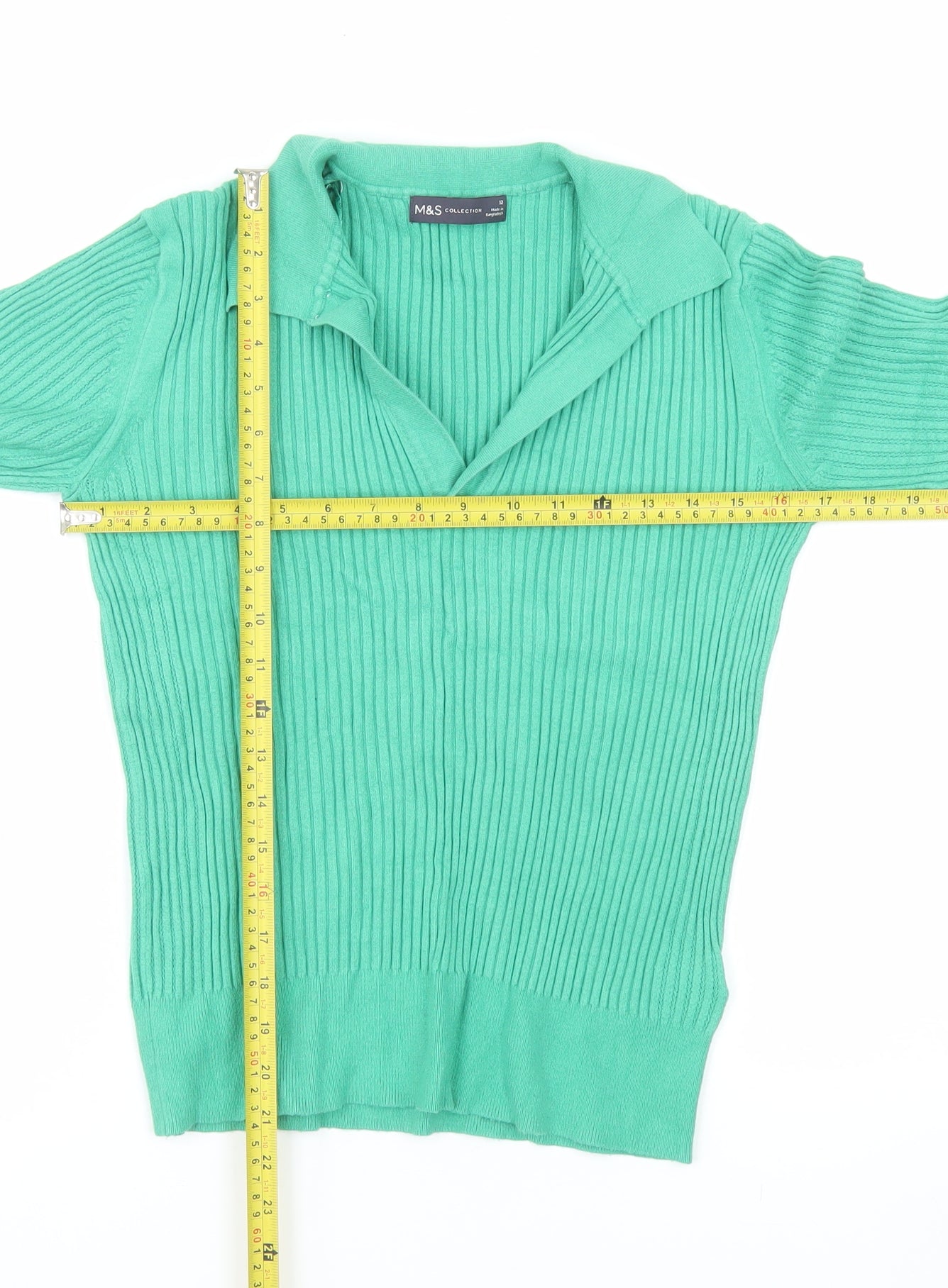 Womens UK Size 12 Marks and Spencer Green Basic Polo