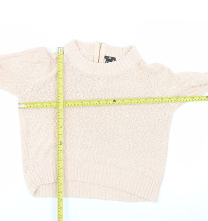 H&M Women Beige Cotton High Neck Knit Jumper Size 12