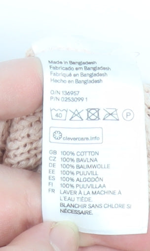 H&M Women Beige Cotton High Neck Knit Jumper Size 12