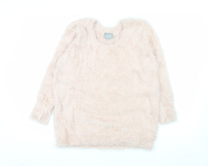 Lottie Loves Women Pink Fluffy Crew Neck Jumper Size 12