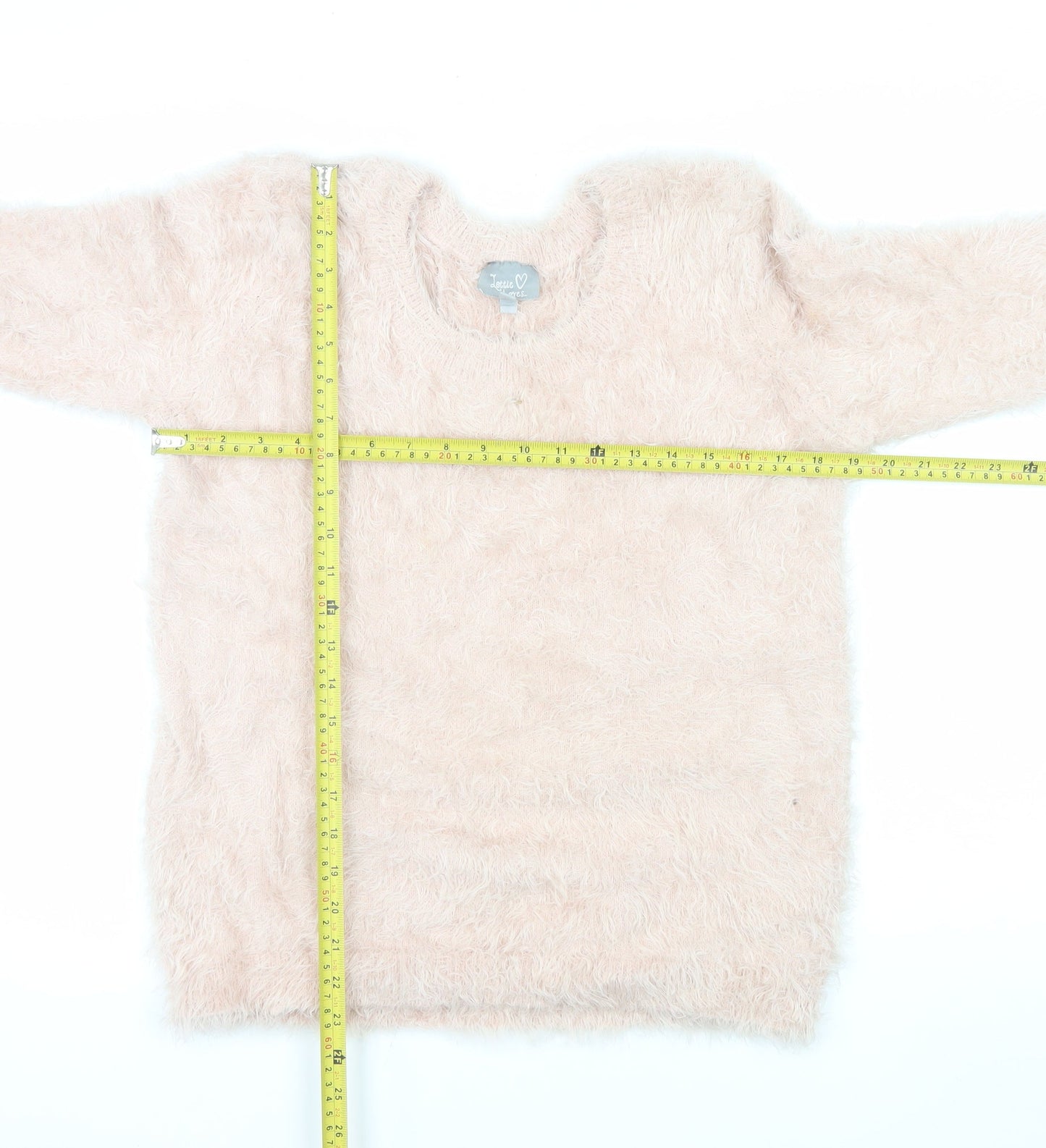Lottie Loves Women Pink Fluffy Crew Neck Jumper Size 12