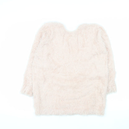 Lottie Loves Women Pink Fluffy Crew Neck Jumper Size 12