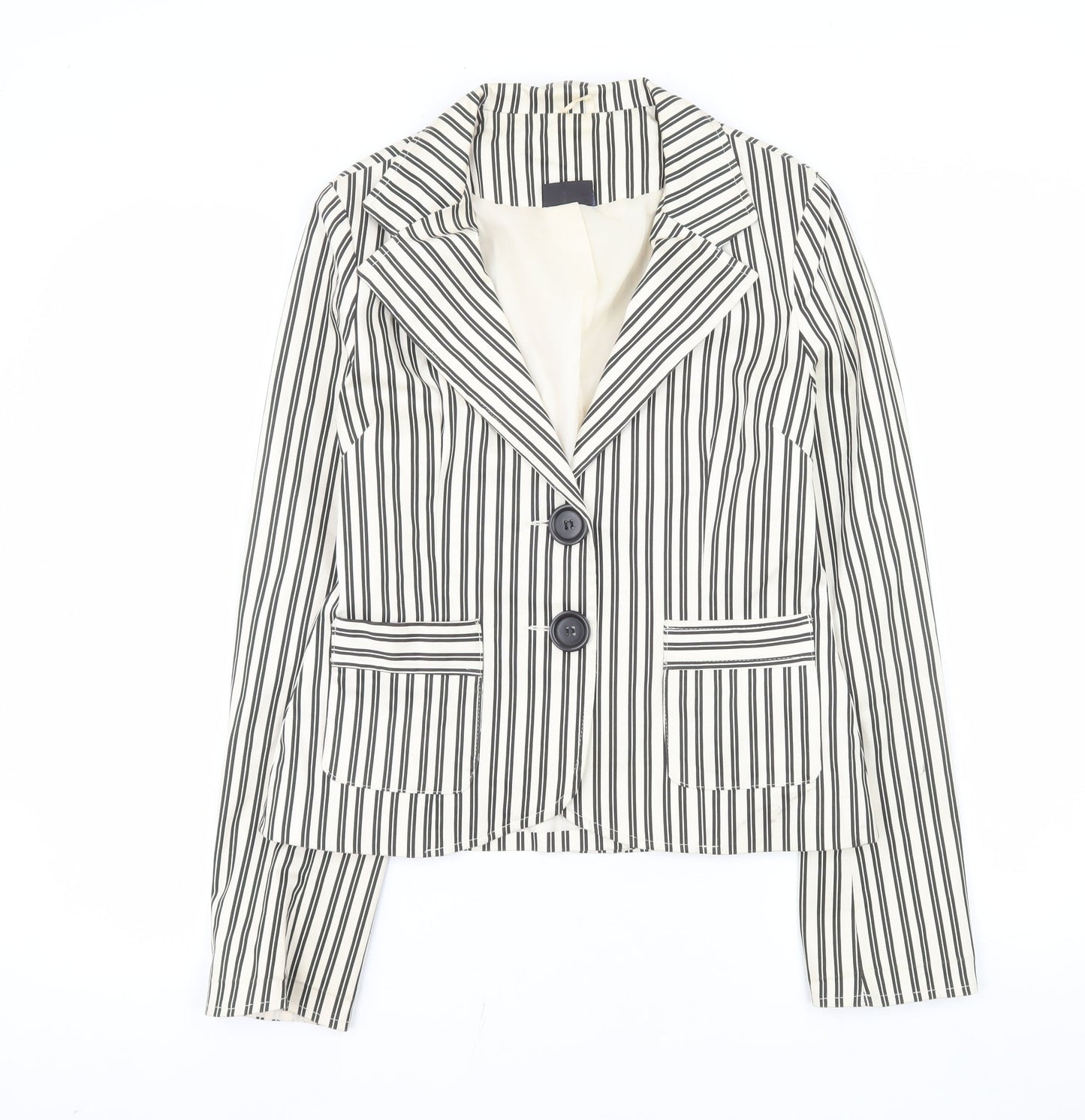 Pilot Women’s White Striped Cotton Stretch Blazer Jacket Size 12