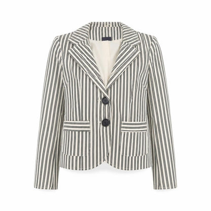 Pilot Women’s White Striped Cotton Stretch Blazer Jacket Size 12