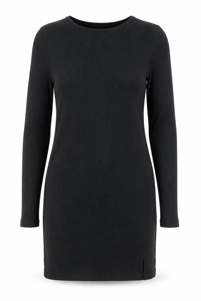 Front view of ASOS Women Black, size 14, Bodycon Long Sleeve Knit Dress