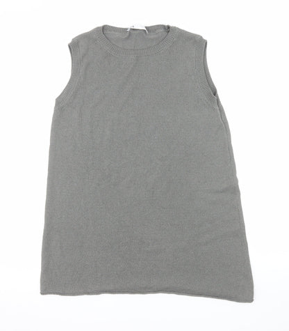ZARA Women Grey Knit Sleeveless Vest Jumper Size M