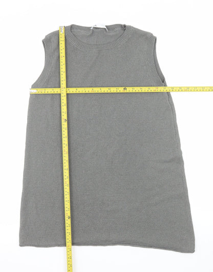 ZARA Women Grey Knit Sleeveless Vest Jumper Size M